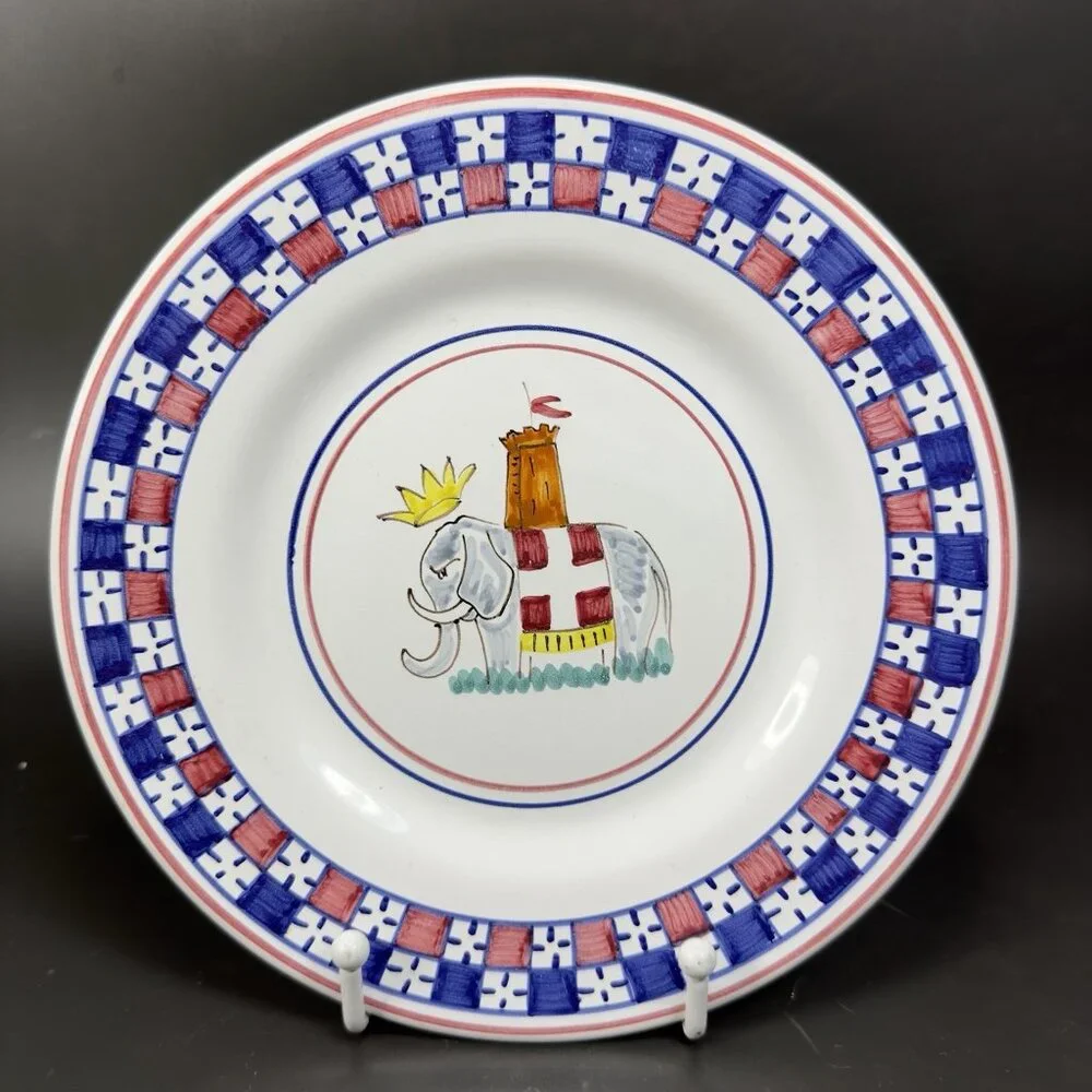 Sberna Deruta ROYAL ELEPHANT 8inch Plate Dish Set 4 Plates Dishes Made in‎ Italy